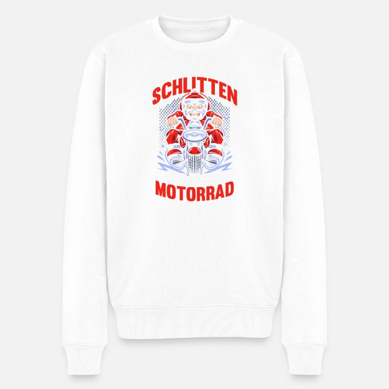 Weihnachtsmann Biker Motorrad Weihnachten - Männer Premium Bio Pullover - Weiß