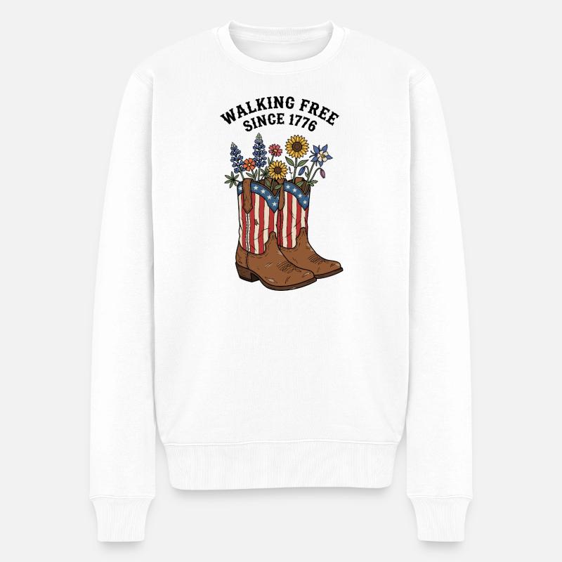 Marcher librement depuis 1776 Bottes - Pull Premium bio Homme - blanc
