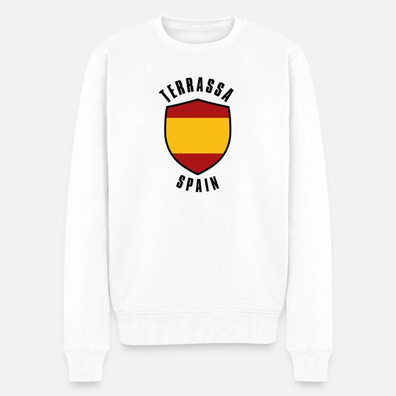 Drapeau espagnol avec ruban rouge-jaune-rouge - Pull Premium bio Homme - blanc