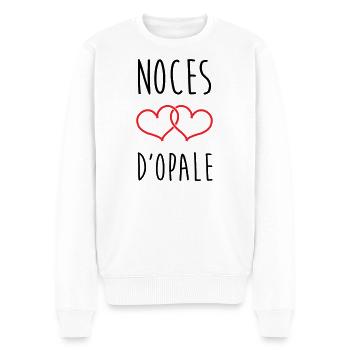 noces d'opale 21 ans d'amour - Pull Premium bio Homme - blanc - Devant - Thijin (182cm)