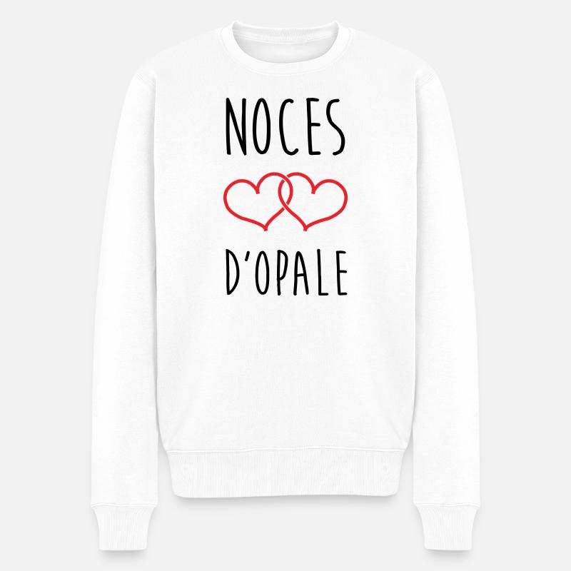 Opal-Hochzeit 21 Jahre Liebe - Männer Premium Bio Pullover - Weiß