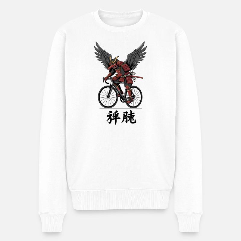 Samouraï ailé à vélo - Pull Premium bio Homme - blanc