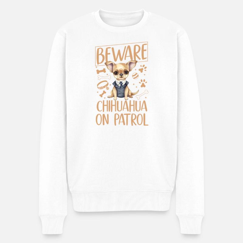 Chihuahua Chihuahueño Beware - Männer Premium Bio Pullover - Weiß