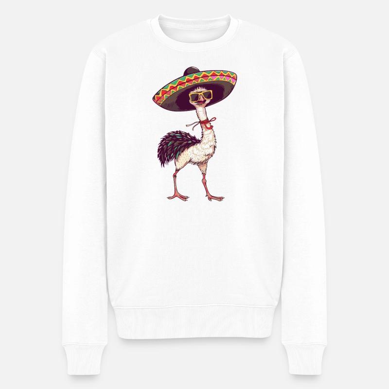Sombrero comique drôle d’autruche - Pull Premium bio Homme - blanc