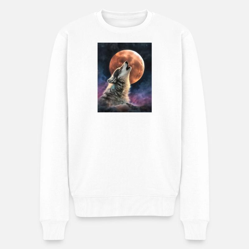 loup hurlant - Pull Premium bio Homme - blanc