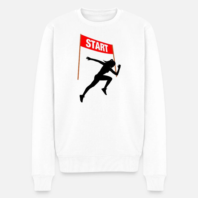 Weiblicher Start der Läuferin – Renngeist - Männer Premium Bio Pullover - Weiß