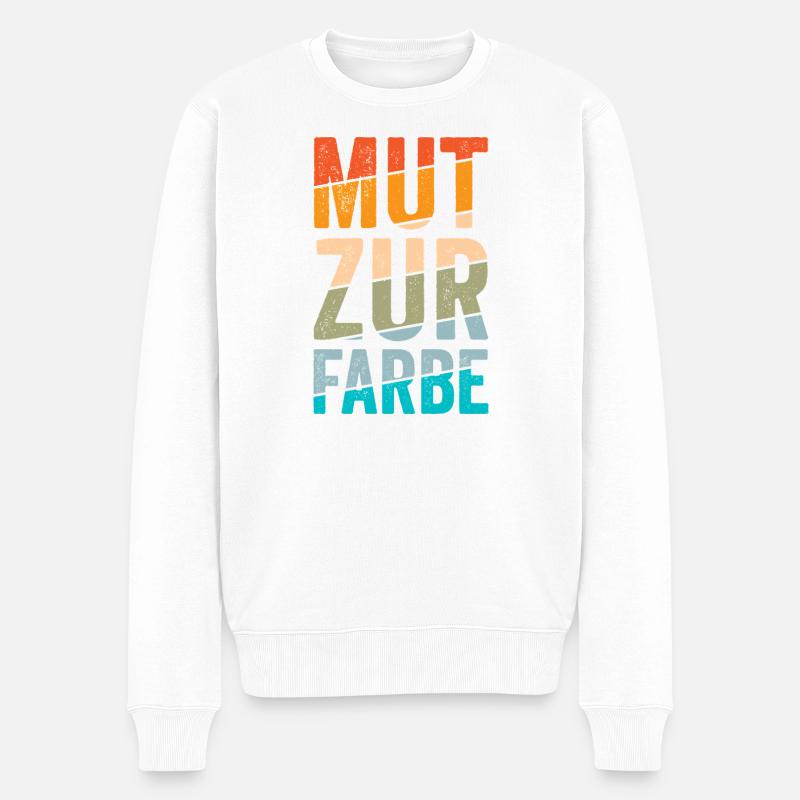 Mut zur Farbe Retro-Blockschrift - Männer Premium Bio Pullover - Weiß