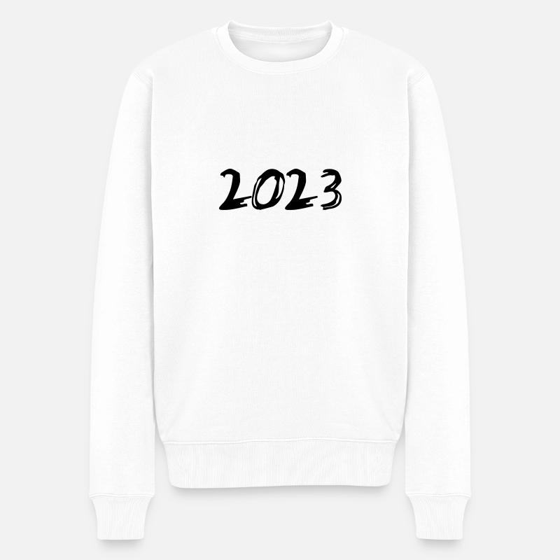 2023 Année de la date Nombre Anno année civile - Pull Premium bio Homme - blanc