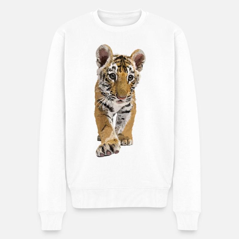 bengalischer Tiger - Männer Premium Bio Pullover - Weiß