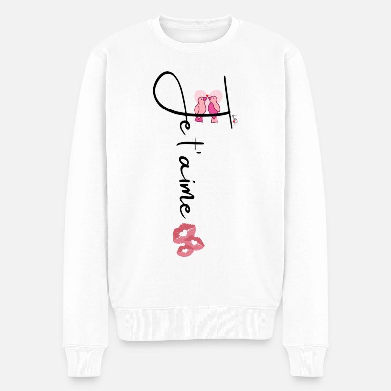 Je t'aime oiseau Saint Valentin - Pull Premium bio Homme - blanc