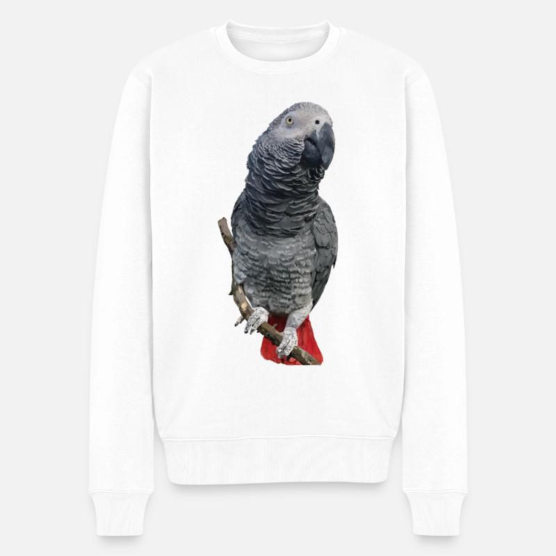 Grauer Papagei - Männer Premium Bio Pullover - Weiß
