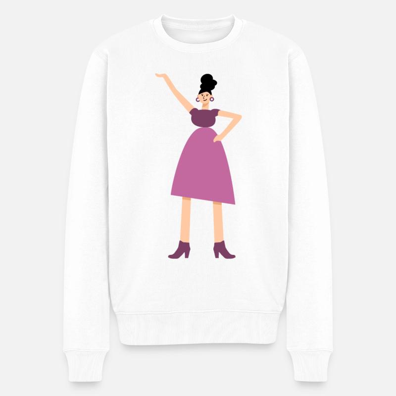 Frau im pinken Kleid - Männer Premium Bio Pullover - Weiß