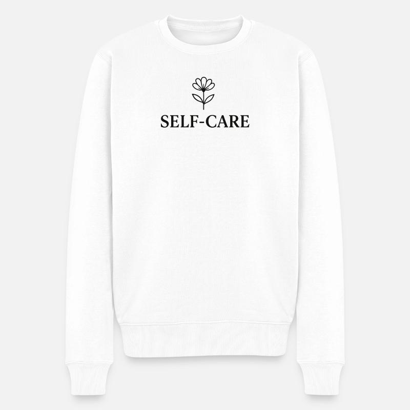 Selbstfürsorge Blütenlinie - Männer Premium Bio Pullover - Weiß