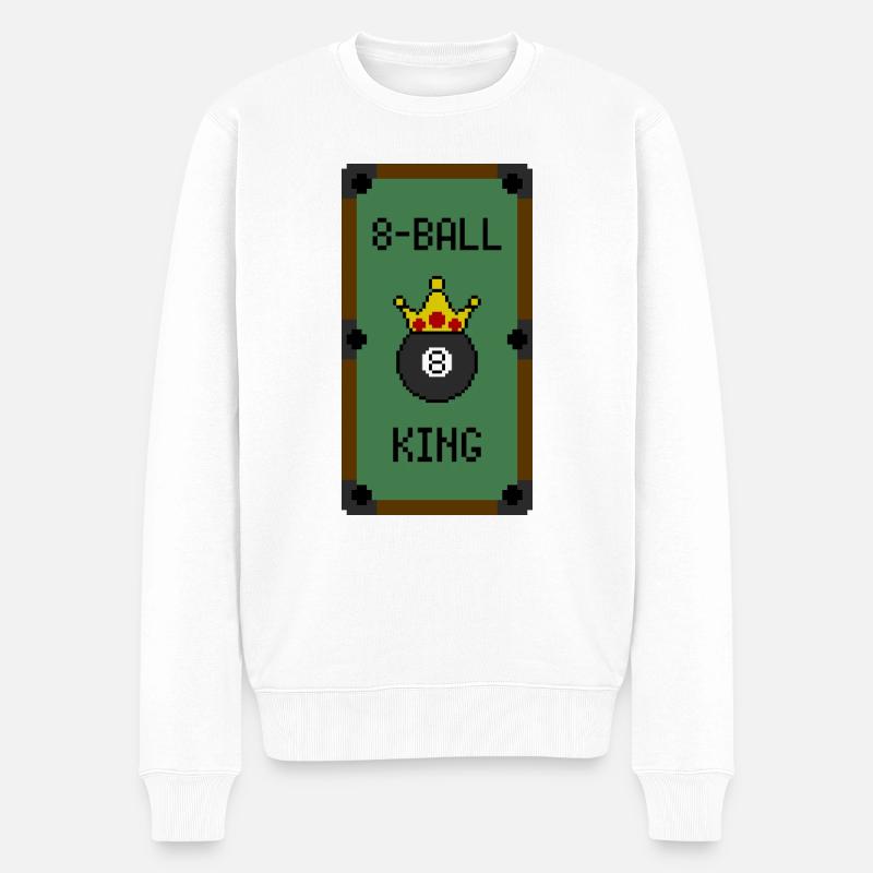 Retro 8-Bit 8-Ball King (Table) - Männer Premium Bio Pullover - Weiß