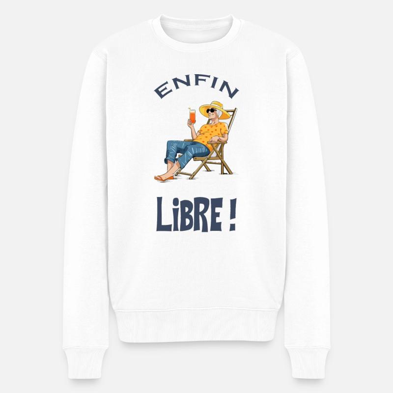 Enfin libre, ah la retraite... - Pull Premium bio Homme - blanc