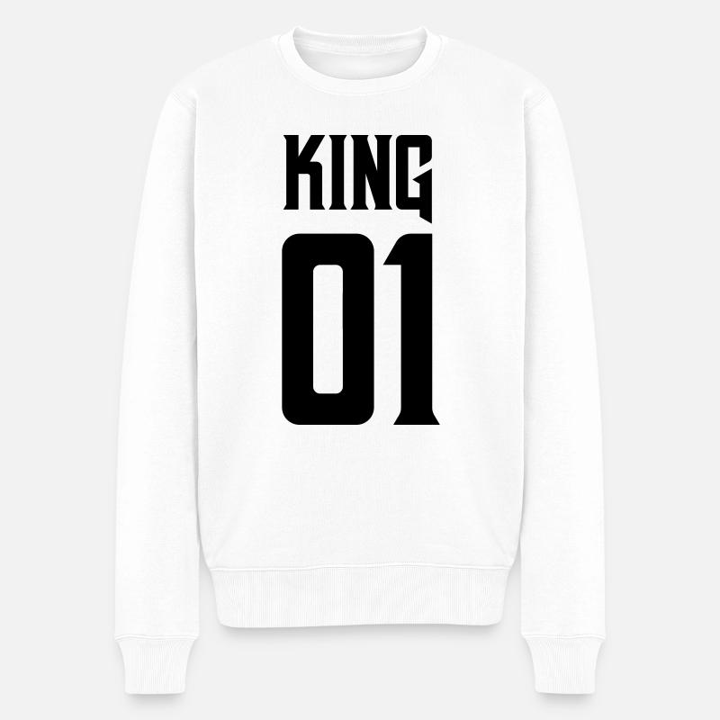 king 01 - Männer Premium Bio Pullover - Weiß