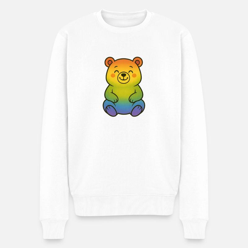 Ours arc-en-ciel mignon - Pull Premium bio Homme - blanc