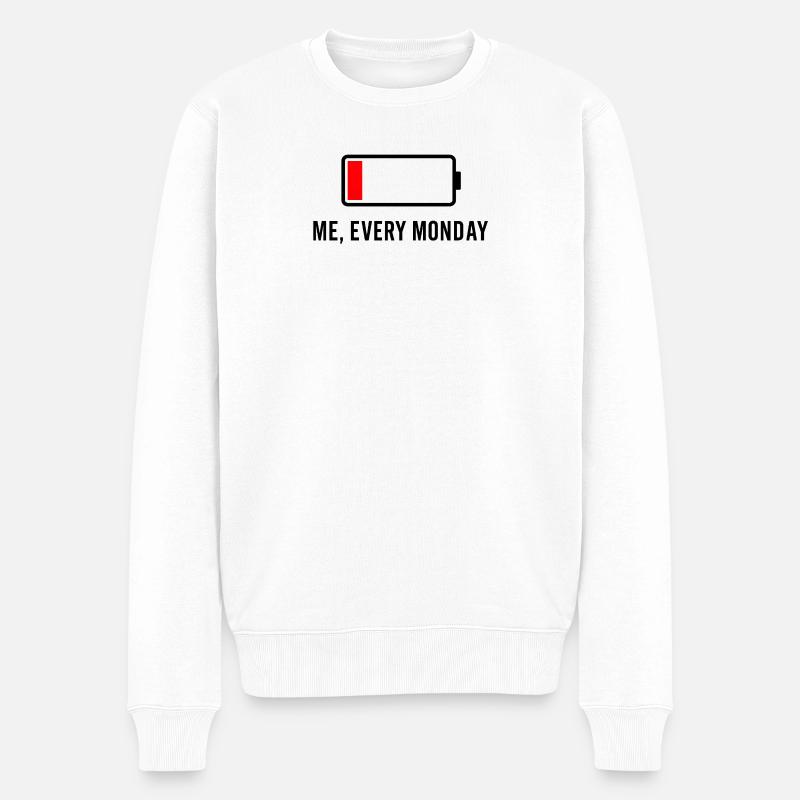 Schwache Batterie – Ich, jeden Monat - Männer Premium Bio Pullover - Weiß