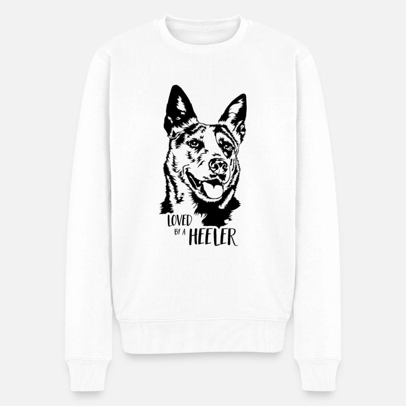 Australian Cattle Dog loved by a Heeler Wilsigns - Männer Premium Bio Pullover - Weiß