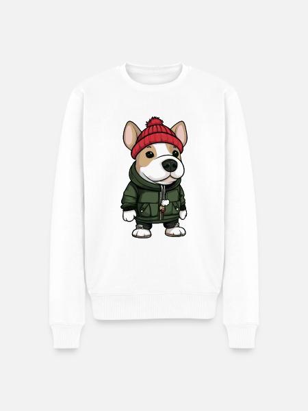 Bull Terrier Dog Winter - Men's Premium Organic Jumper - white