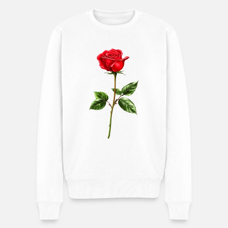 Rose Blume Liebe - Männer Premium Bio Pullover - Weiß