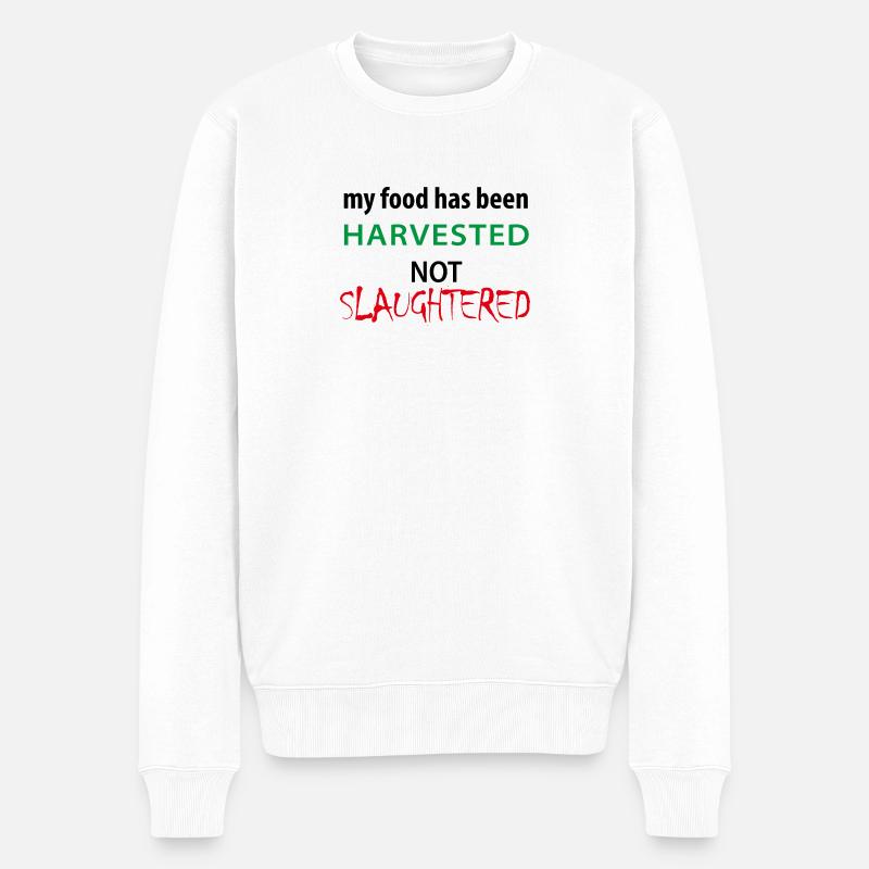 My food hast been harvested not slaughtered - Männer Premium Bio Pullover - Weiß