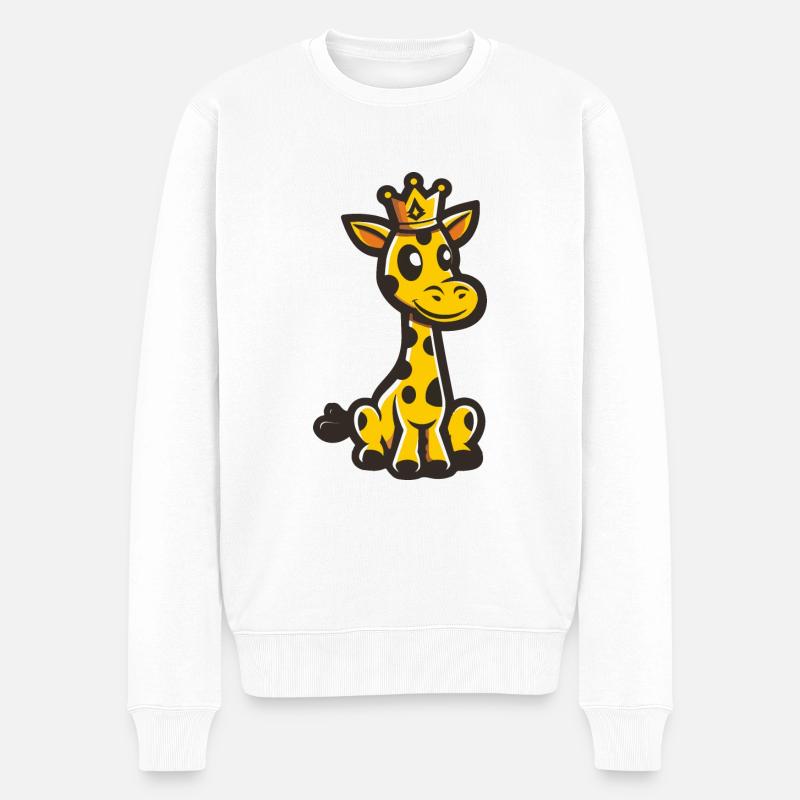 Giraffe Comic Krone - Männer Premium Bio Pullover - Weiß