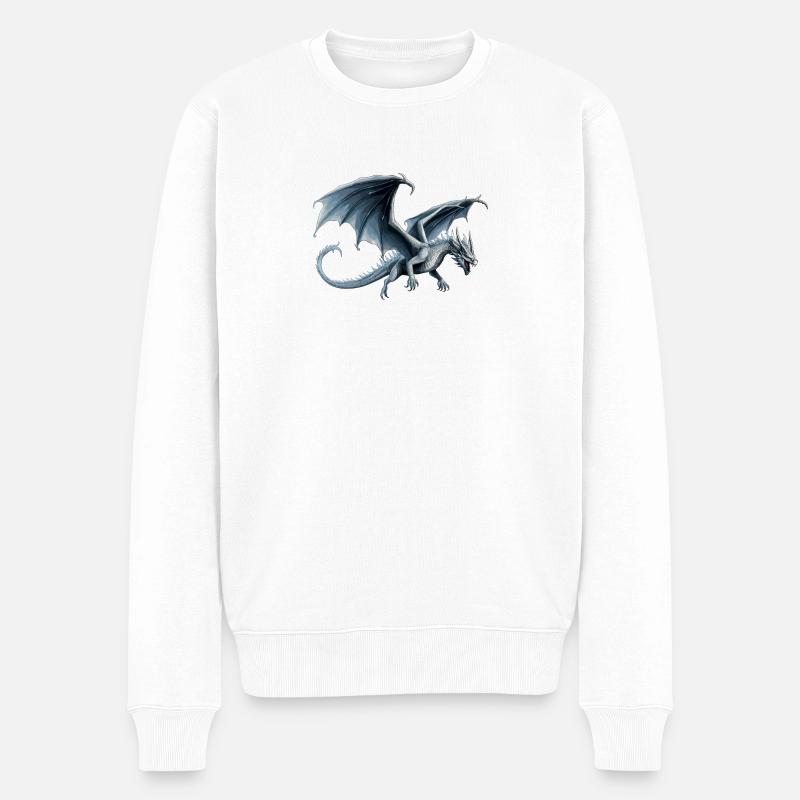 Fliegender Drache - Männer Premium Bio Pullover - Weiß