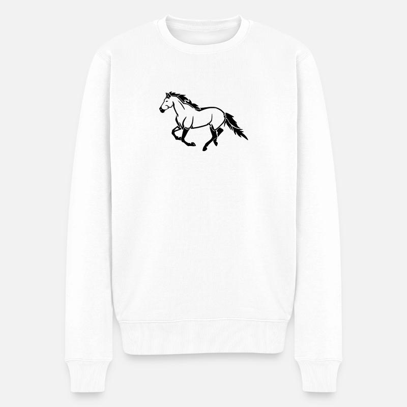Pferd - Männer Premium Bio Pullover - Weiß