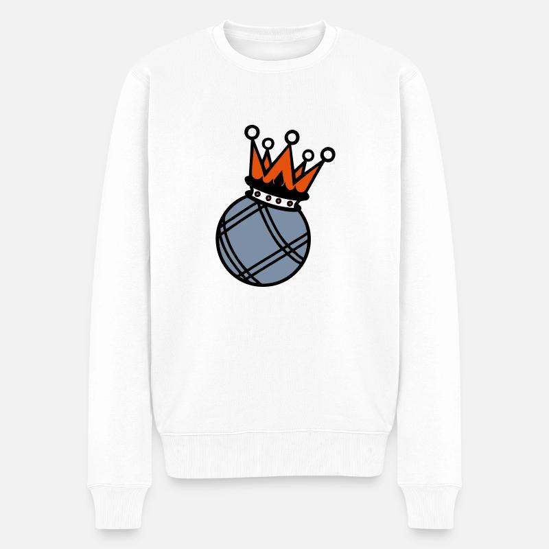 Krone König Krone Petanque boule1 - Männer Premium Bio Pullover - Weiß
