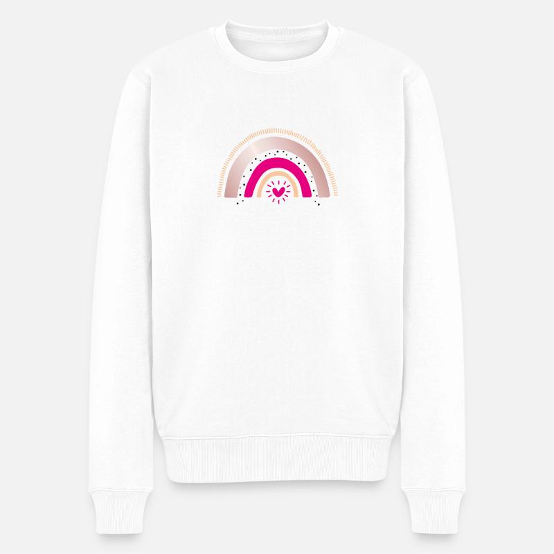 Regenbogen - Männer Premium Bio Pullover - Weiß