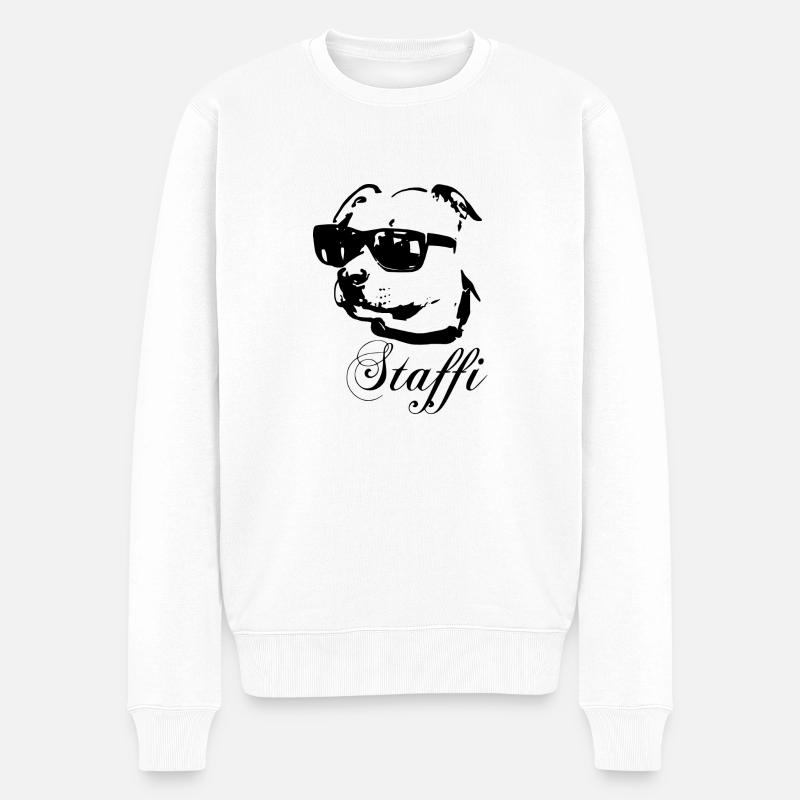 Staffi - Männer Premium Bio Pullover - Weiß