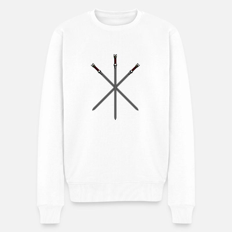 Gekreuzte Schwerter - Männer Premium Bio Pullover - Weiß