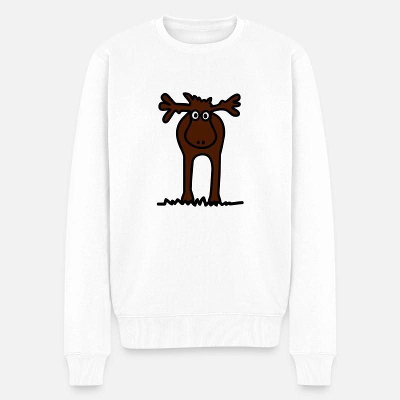 Lustiger Elch oder Rentier? - Männer Premium Bio Pullover - Weiß