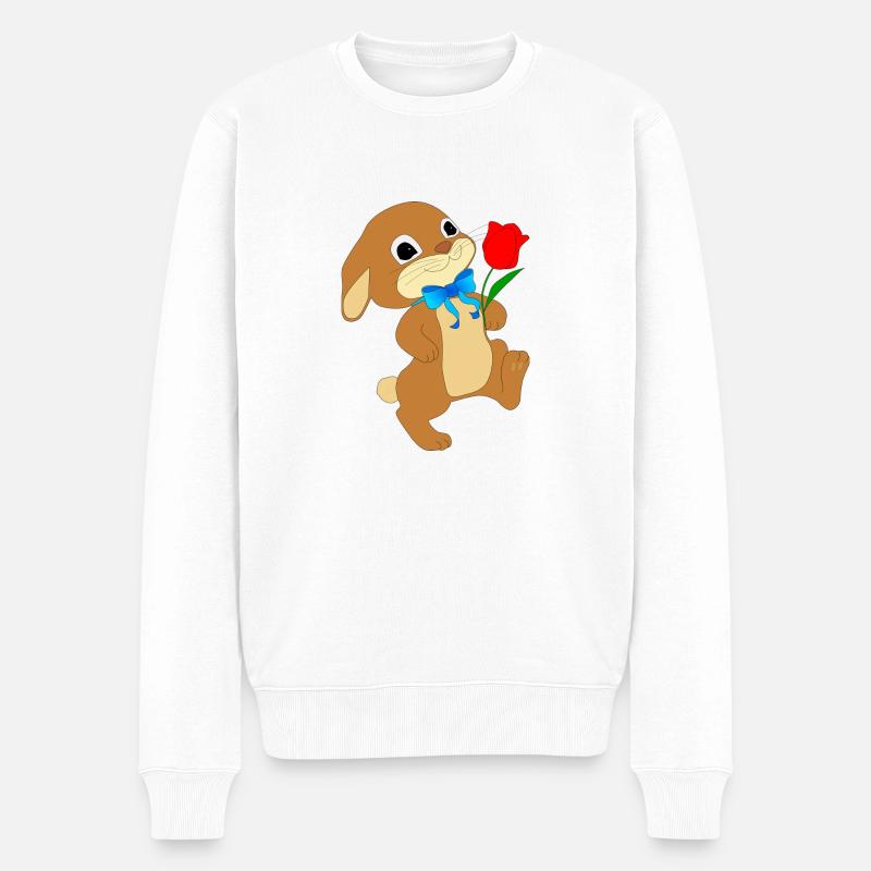 Hase - Männer Premium Bio Pullover - Weiß
