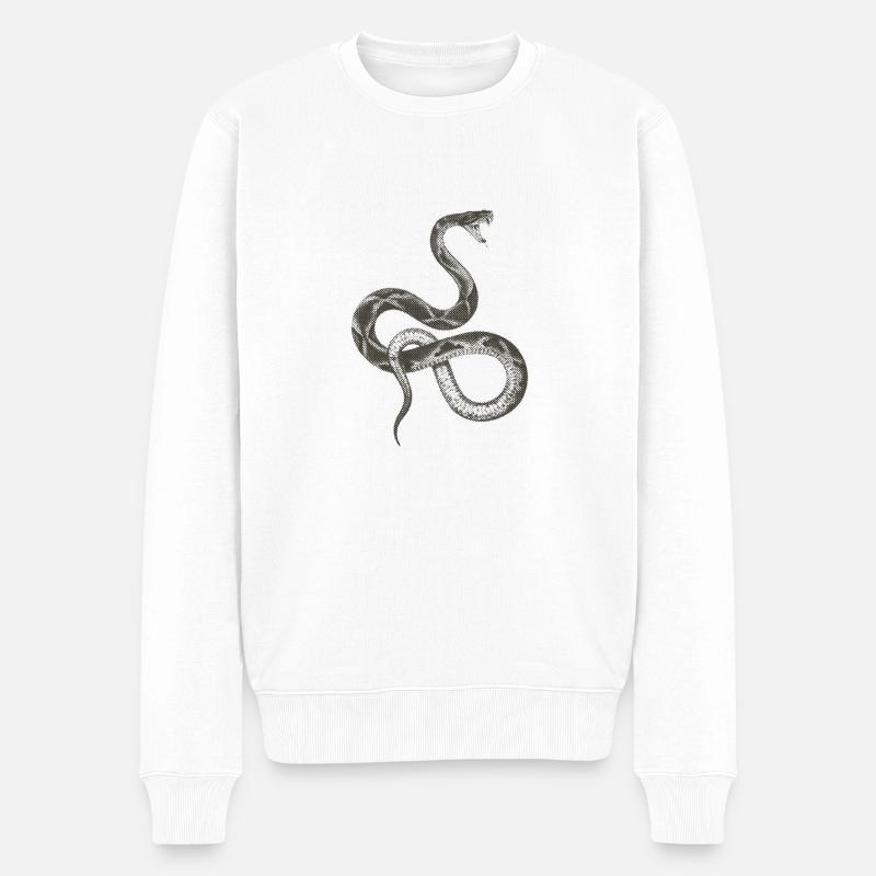 Schlange / Snake - Männer Premium Bio Pullover - Weiß