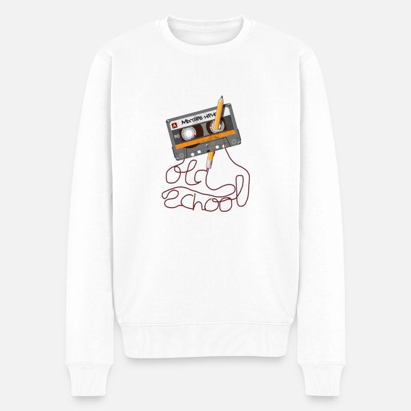 Cassette OldSchool (FREE) - Pull Premium bio Homme - blanc