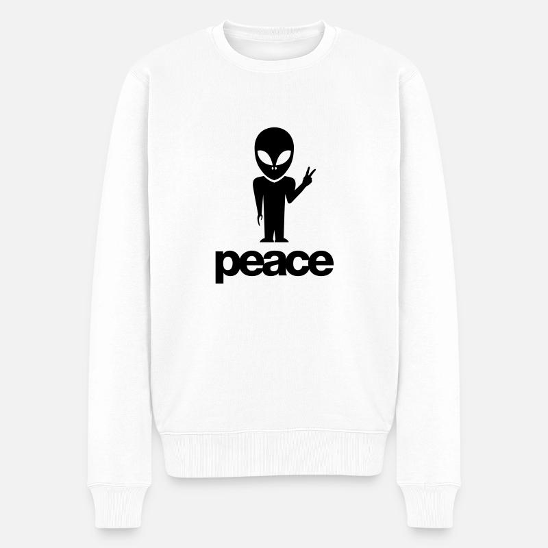 Peace Alien - Männer Premium Bio Pullover - Weiß