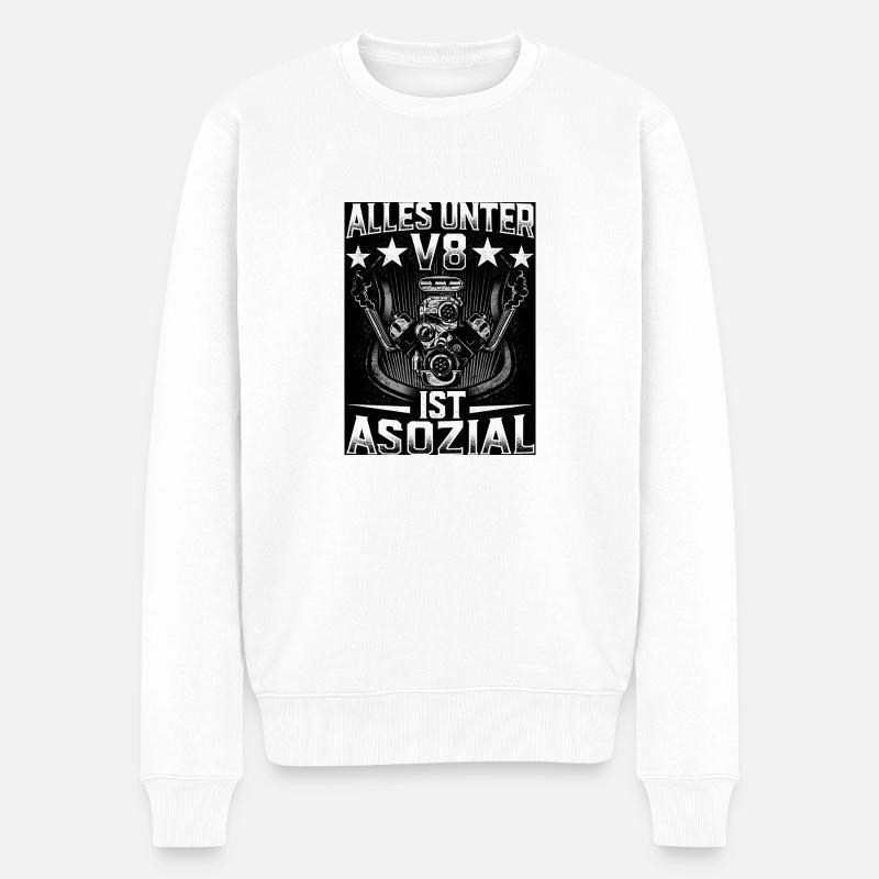TOUT SOUS V8 EST ASOCIAL - Pull Premium bio Homme - blanc