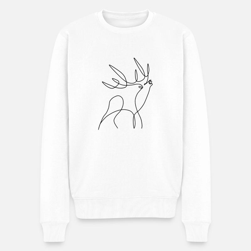 Hirsch - Männer Premium Bio Pullover - Weiß