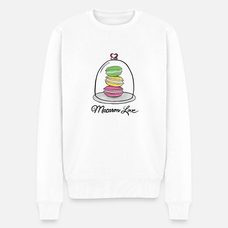Macaron Liebe - Macaron Love - Männer Premium Bio Pullover - Weiß