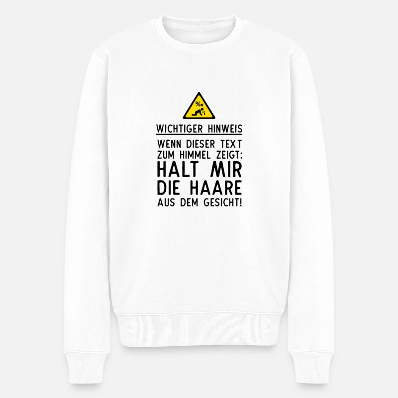 Wichtiger Hinweis - Männer Premium Bio Pullover - Weiß