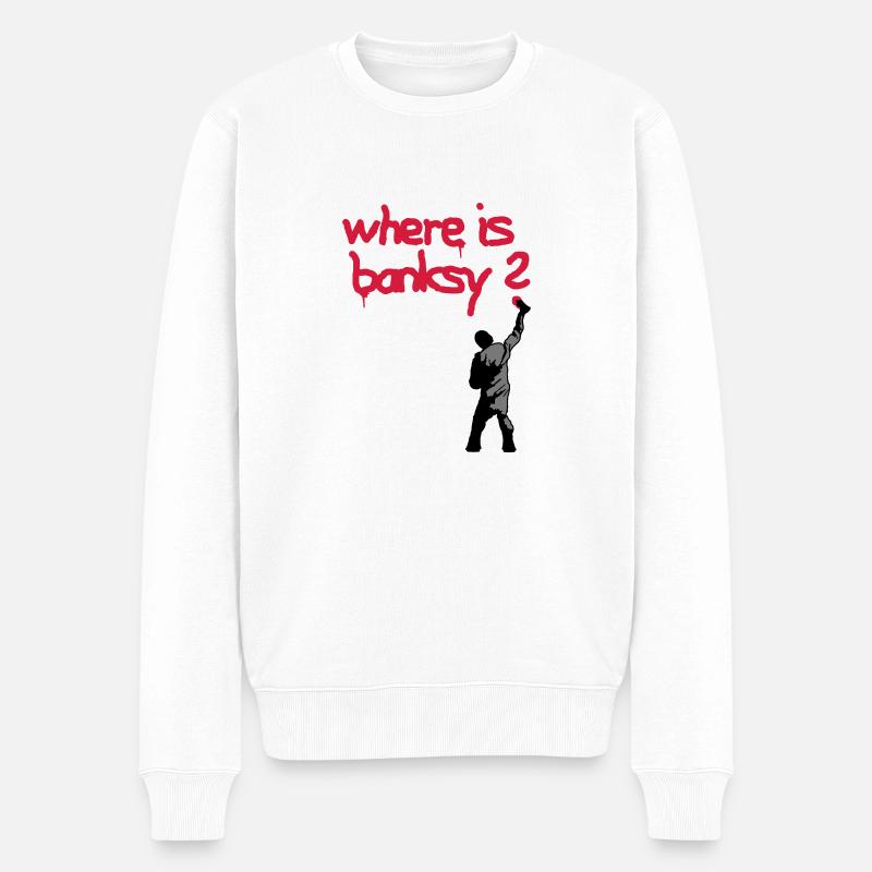 where is banksy - Männer Premium Bio Pullover - Weiß
