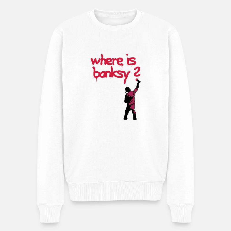 où est banksy - Pull Premium bio Homme - blanc