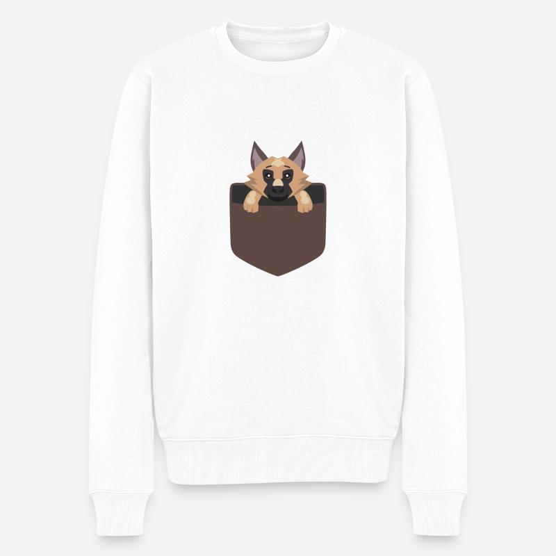 Schäferhund in Tasche Welpe süss Geschenk - Männer Premium Bio Pullover - Weiß