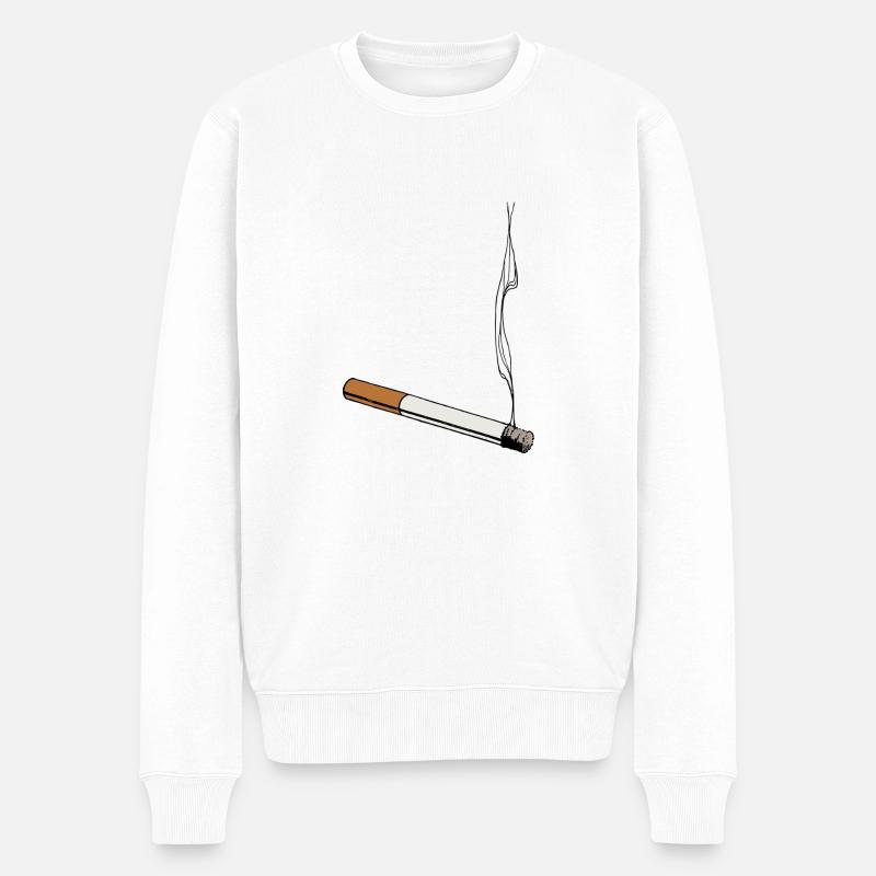 Zigarette - Männer Premium Bio Pullover - Weiß