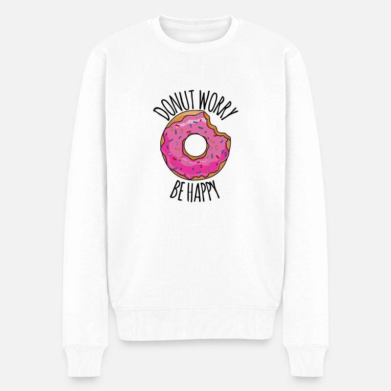 Donut worry - Männer Premium Bio Pullover - Weiß