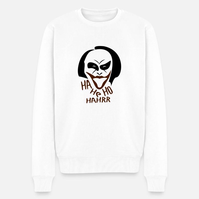 Joker - Lache - Männer Premium Bio Pullover - Weiß
