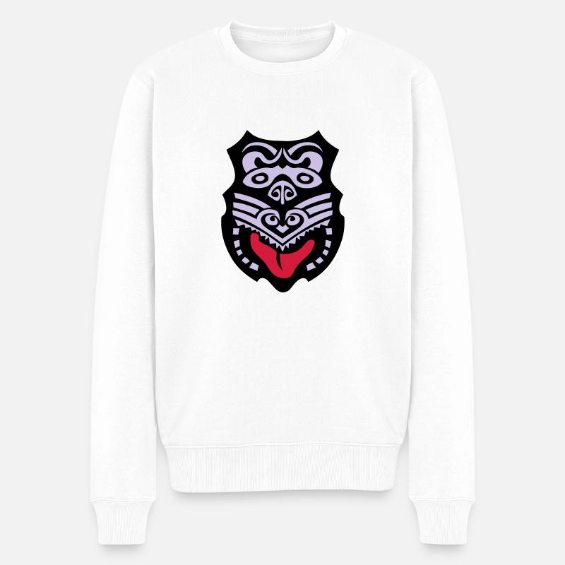 masque maori tribal tattoo ethnique - Pull Premium bio Homme - blanc