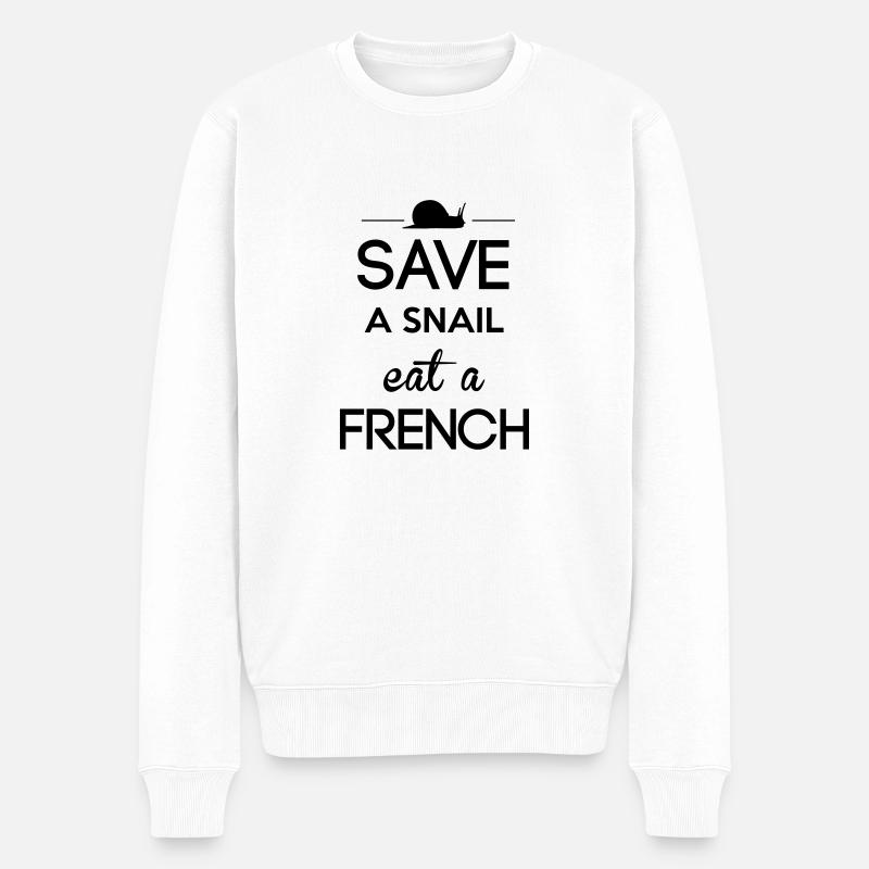 Save a snail eat a French - Pull Premium bio Homme - blanc